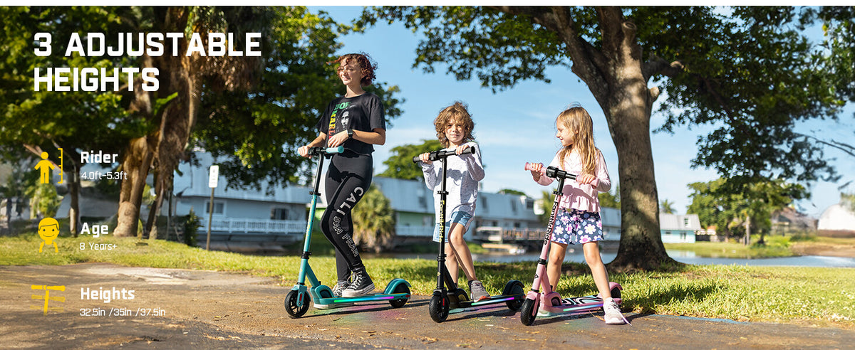 FanttikRide C9 Pro electric scooter with 3 adjustable heights for different ages.