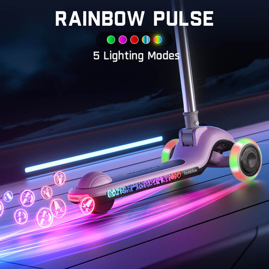 Children's scooter with rainbow lights and 5 lighting modes
