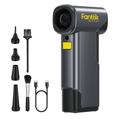 Fanttik B10 Pro Max air blower with attachments on a white background
