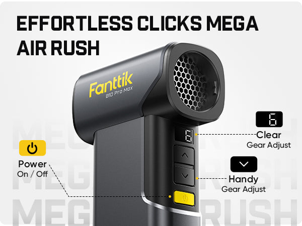 Fanttik B10 Pro Max Electric Air Duster with control buttons and power indicator on a white background