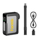 Fanttik X10 Ace Mini Bike Pump with digital display, black cylindrical pump, and USB cable on a white background