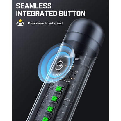 Fanttik F2 Master Kit Cordless Rotary Tool have an seamless integrated button on a dark background.