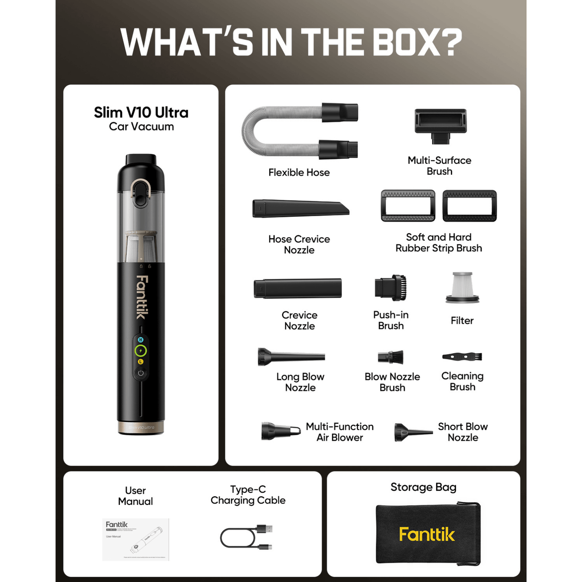 Fanttik Slim V10 Ultra Cordless Car Vacuum