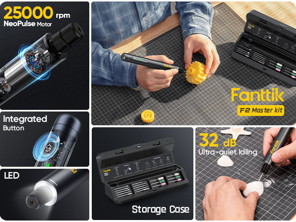 F2 Master kit from Fanttik with various features highlighted and usage examples.