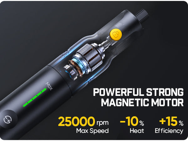 Fanttik F2 Pro Kit Cordless Rotary Tool
on a dark background, highlighting 'Powerful Strong Magnetic Motor' text.