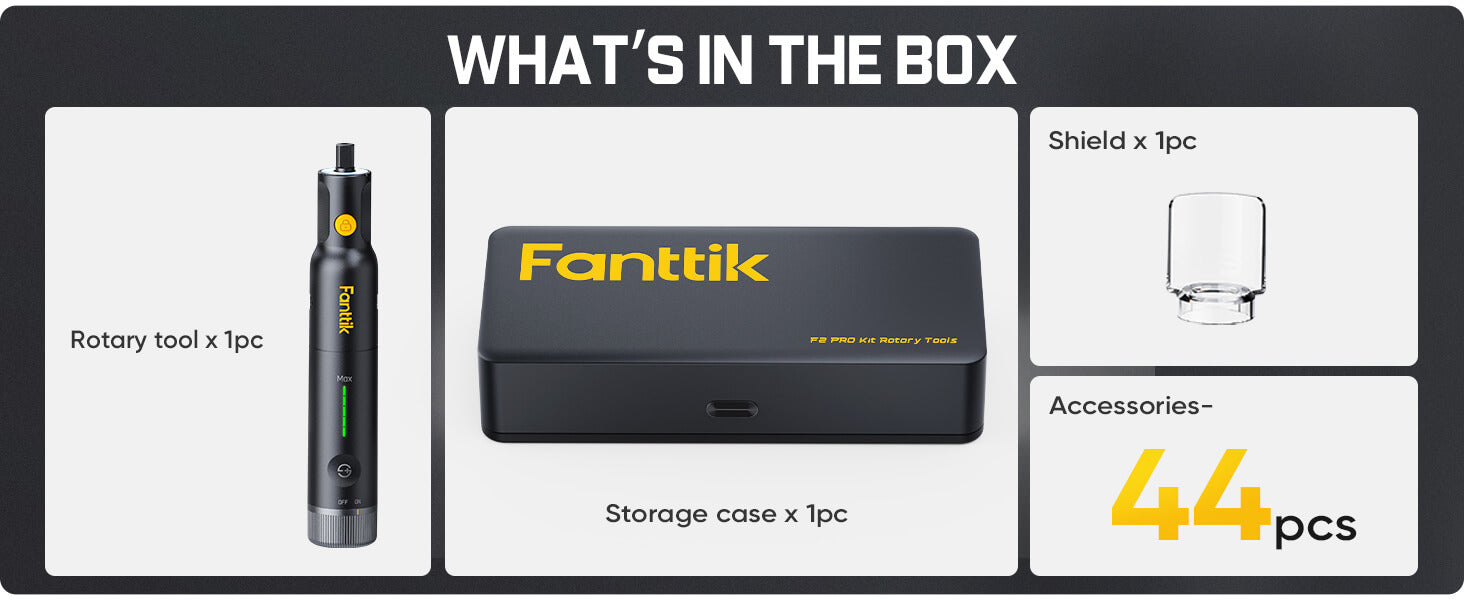 Product packaging with Fanttik branding and list of included items.