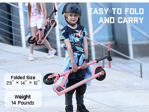 FanttikRide C9 Pro electric scooter for kids folds and unfolds in a single step, with very easy assembly. Escooter uses a sturdy and reliable aluminum frame that is both lightweight and durable.